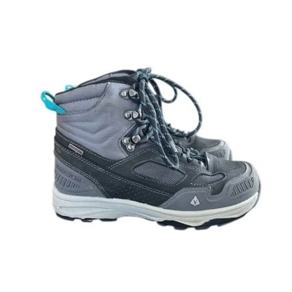 Vasque Kids AT UltraDry Hiking Boots Waterproof Gray Turquiose Lace Up Size 2Y